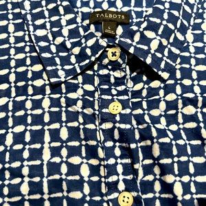 100% Cotton Talbots Long-Sleeve Blouse (L)